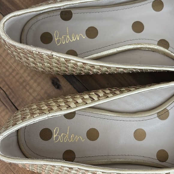 New Without Box Boden Hazel woven leather metallic gold pointed toe flat shoes - Picture 5 of 8